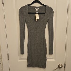 Bar III Heather Gray Long Sleeve Dress